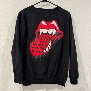 Rolling Stones Spiked Tongue Black Red Pullover Crewneck Sweatshirt Size Medium